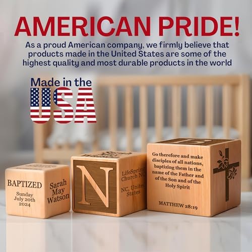 Custom Laser Engraved Baby Baptism Wood Block