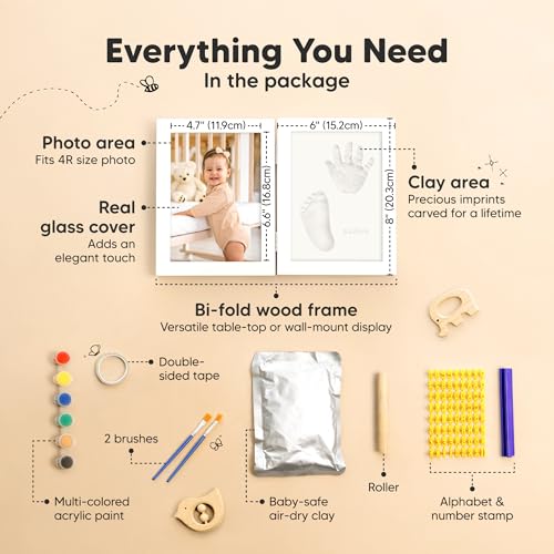 KeaBabies Personalized Hand Footprint Kit - Quick Dry Clay