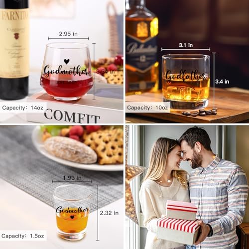 Physkoa Godparents Proposal Glass Set 4 Piece