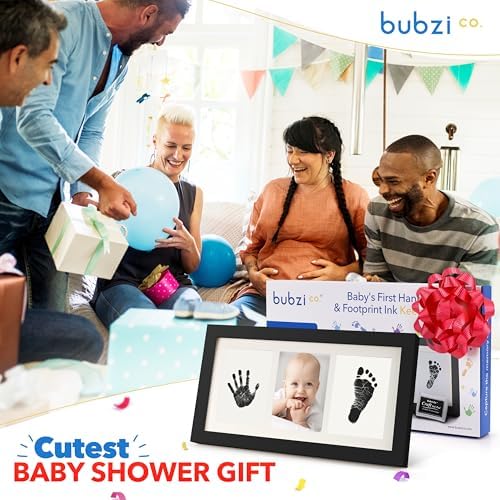 Bubzi Co Handprint Footprint Kit for Newborns Jet Black Photo Frame