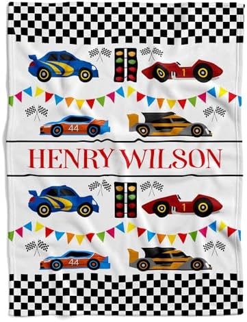 VibeCustom Personalized Race Car Baby Blanket