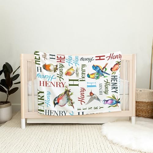 VibeCustom Personalized Bird Baby Blanket with Name