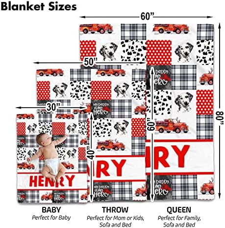 Personalized Baby Fire Truck Blanket with Name 1