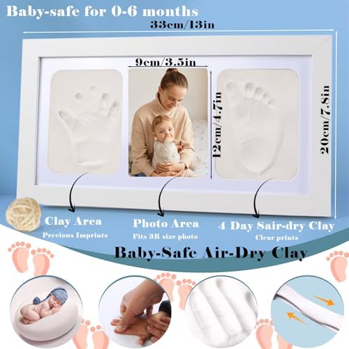 Pivza Inkless Newborn Hand Footprint Kit - Baby Paw Print Gift 1
