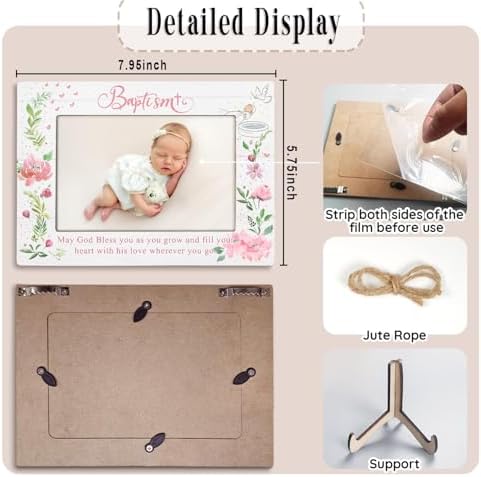 Baptism Gift Photo Frame for Godchild - 4x6 Inch Pink