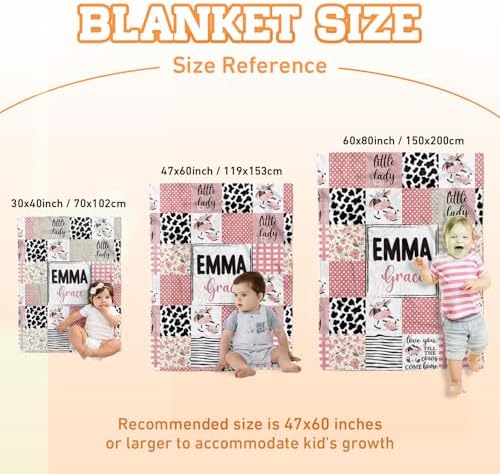 Custom Baby Blanket - Pink Cow Design for Boys Girls