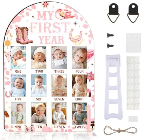 Western Cowgirl First Year Photo Frame Pink 1