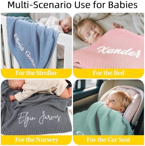 Custom Baby Blanket with Name - Personalized 30x40in Soft Knit Blanket