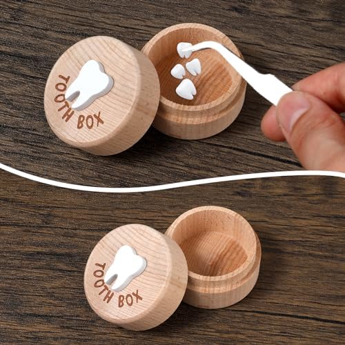 ZEYIYER 2PCS Tooth Fairy Wooden Holder Box