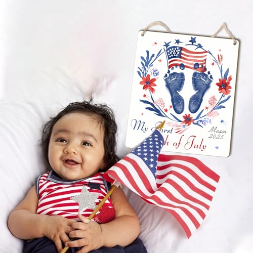 TRUMPETIC 4th of July Baby Handprint Kit DIY Keepsake Sign 8x9