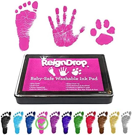 ReignDrop Ink Pad for Baby Footprint Handprint - Pink