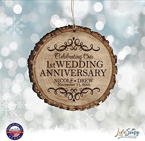 LifeSong Milestones 1st Anniversary Bark Ornament - Personalized Wedding Keepsake