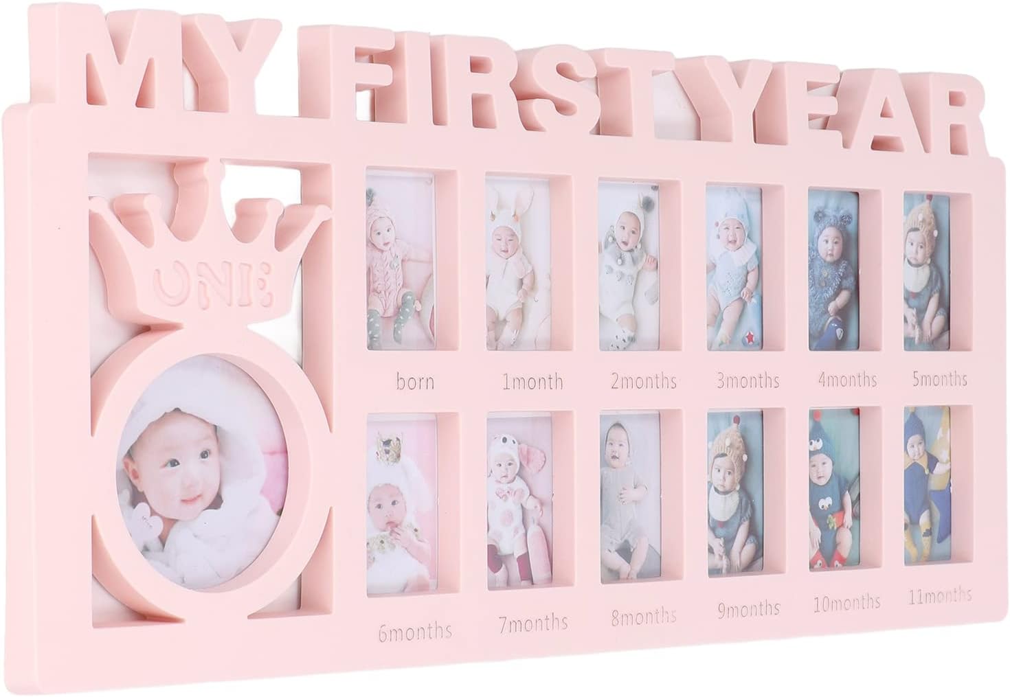 Baby Picture Frame for First Twelve Months Milestones Pink