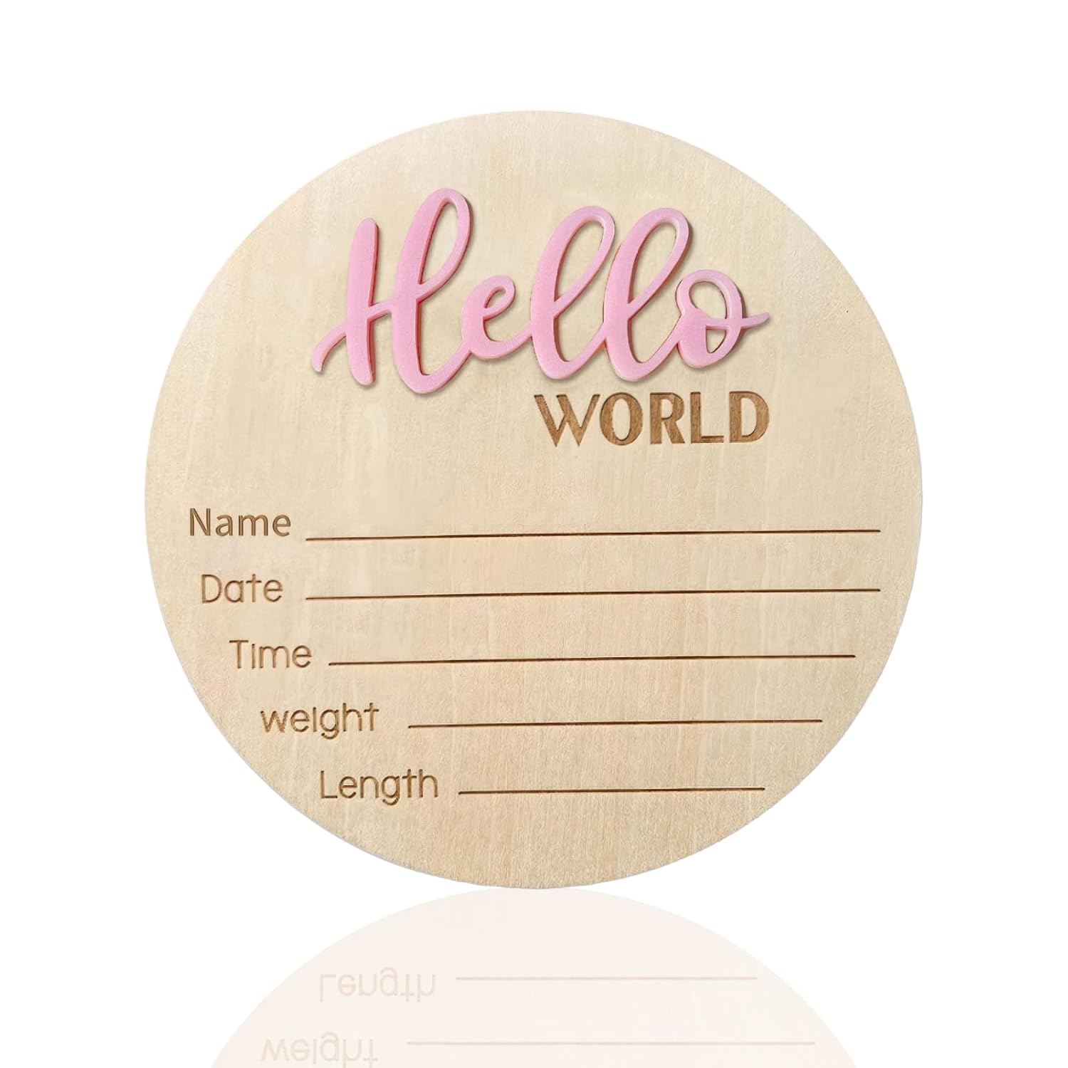 Baby Announcement Sign 59 Inch Wooden Hello World Personalized