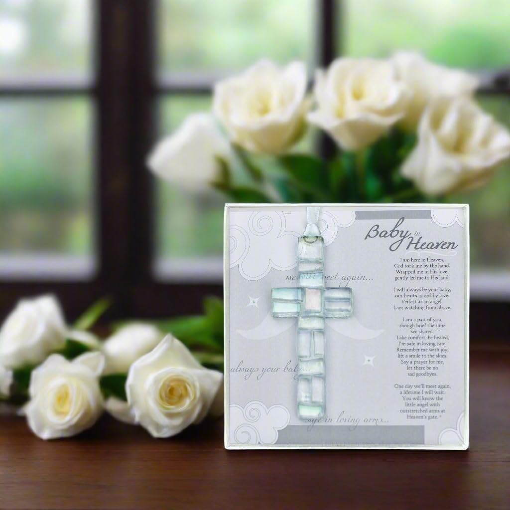 Baby in Heaven Clear Mosaic Handmade Cross - Infant Loss Sympathy Gift