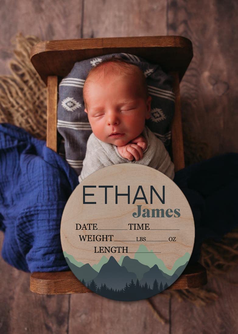 Ethan James Personalized Birth Stat Sign for Newborn Baby