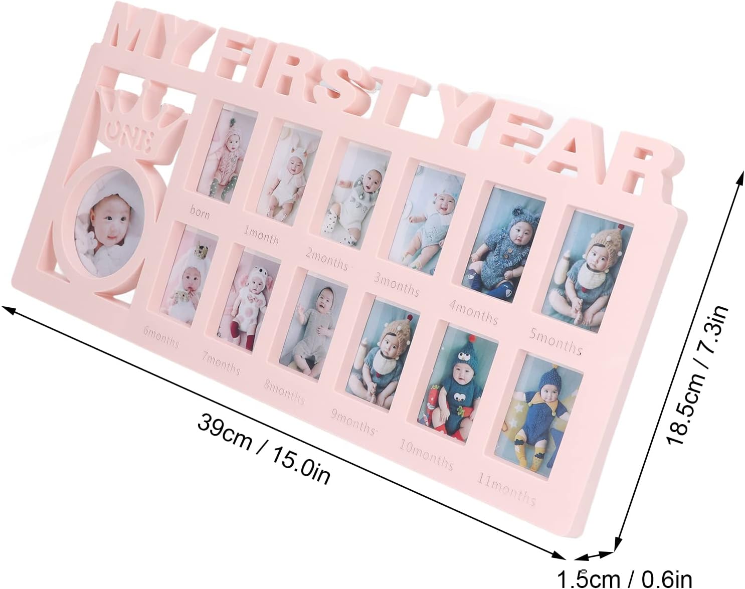 Baby Picture Frame for First Twelve Months Milestones Pink