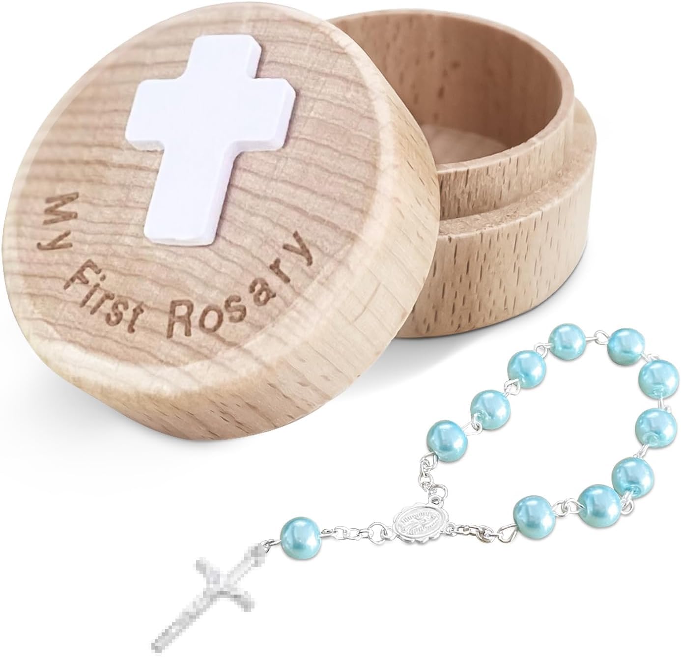 TBTFW My First Rosary Baptism Keepsake Box for Boys
