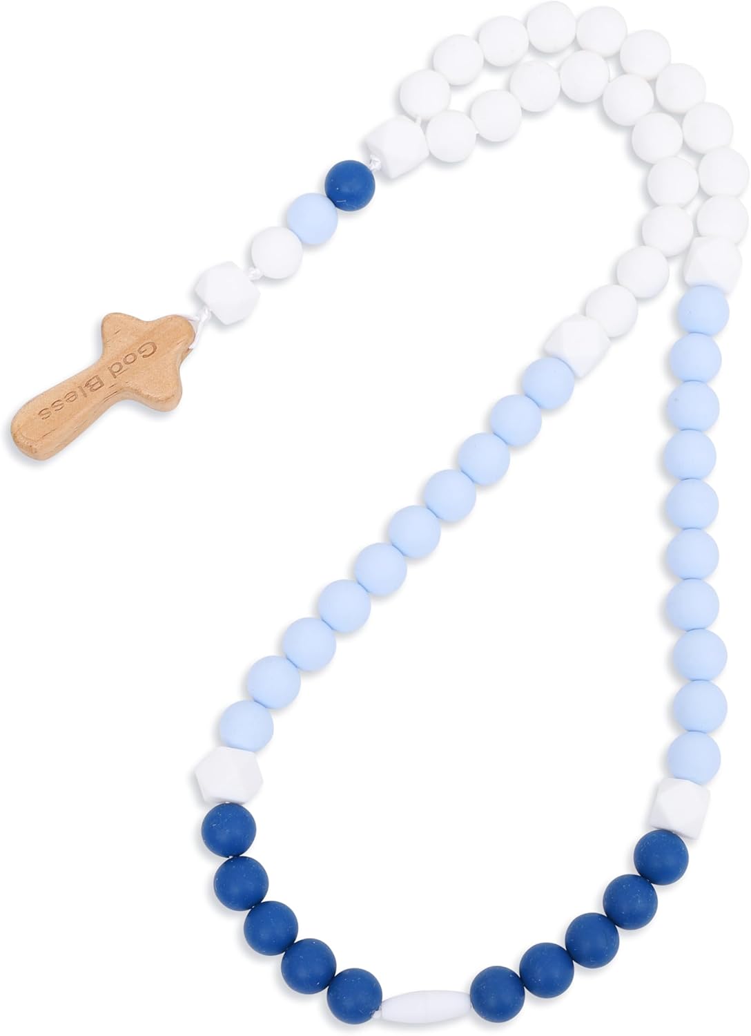 YOUAME Baptism Silicone Rosary with Wood Cross