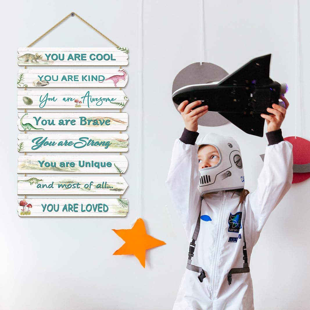Boys Room Dinosaur Wall Decor with Inspirational Sayings