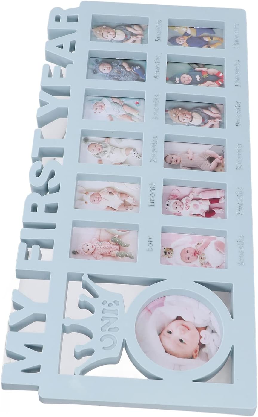 Newborn Photo Frame Kit with 12 Month Growth Frames Blue