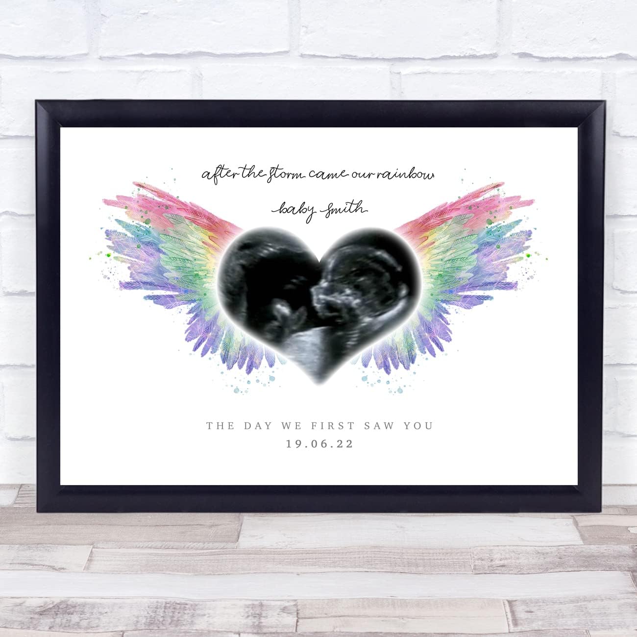 Rainbow Baby Angel Wings Pregnancy Keepsake Frame Print