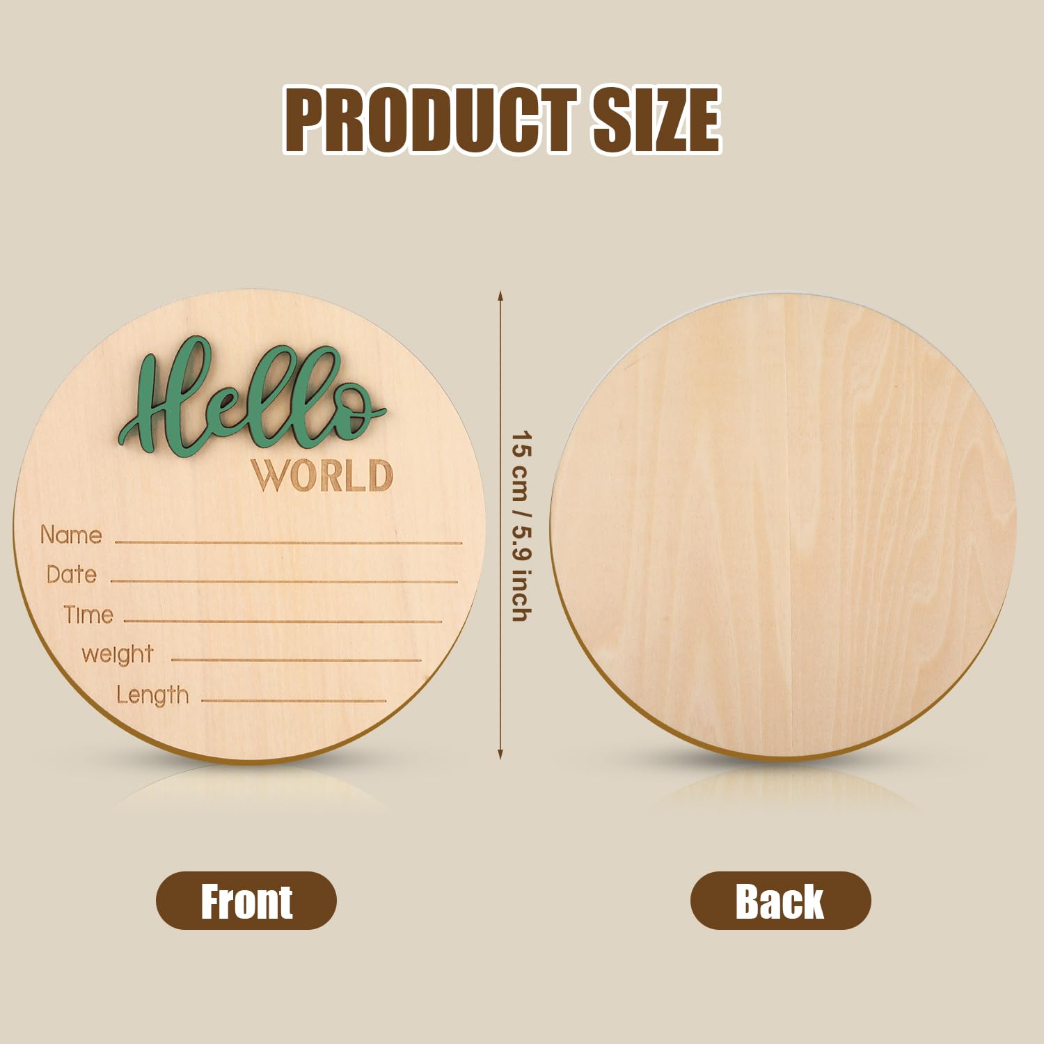 Baby Announcement Sign 59 Inch Wooden Hello World Welcome Plaque Green