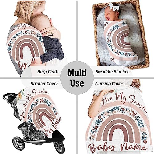 Personalized Rainbow Baby Blanket You Are My Sunshine 1
