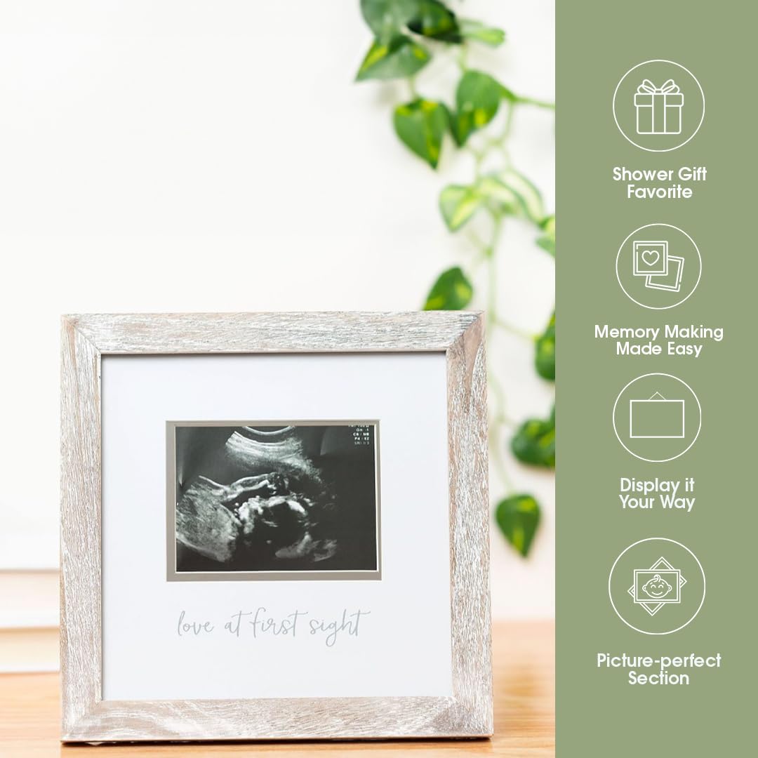 Pearhead Love at First Sight Sonogram Frame 4x3 Photo Insert Rustic