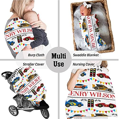VibeCustom Personalized Race Car Baby Blanket