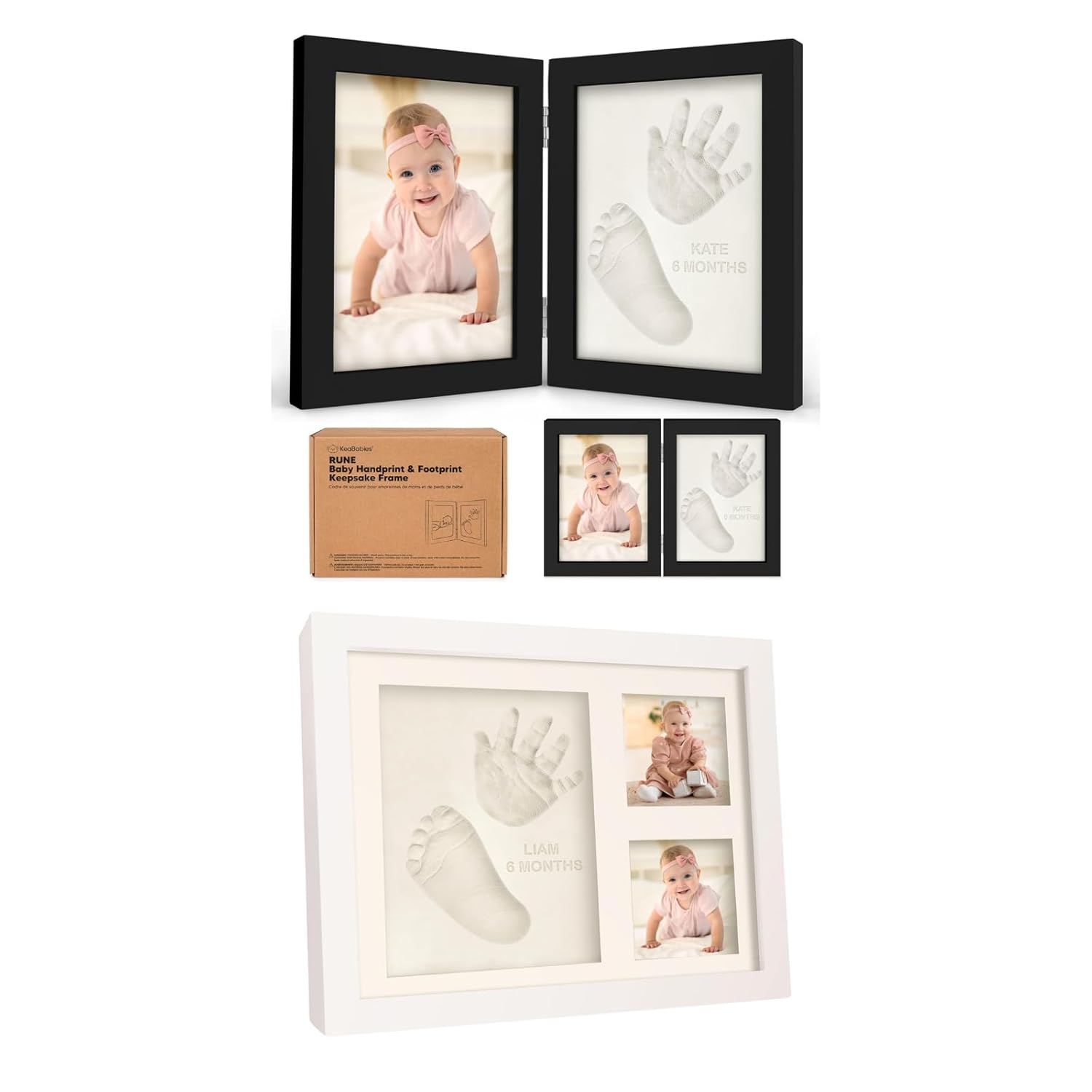 KeaBabies Personalized Baby Footprint Kit - Keepsake for Girls Boys