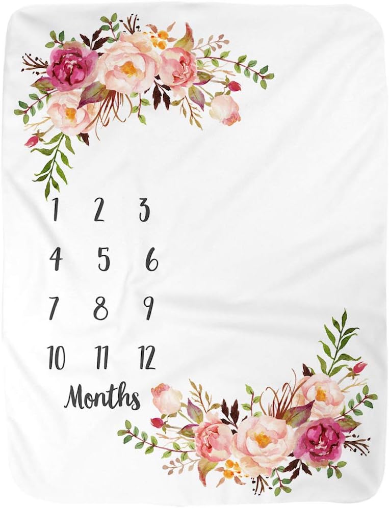 BUTTZO Milestone Blanket - Monthly Growth Fleece Blanket for Baby