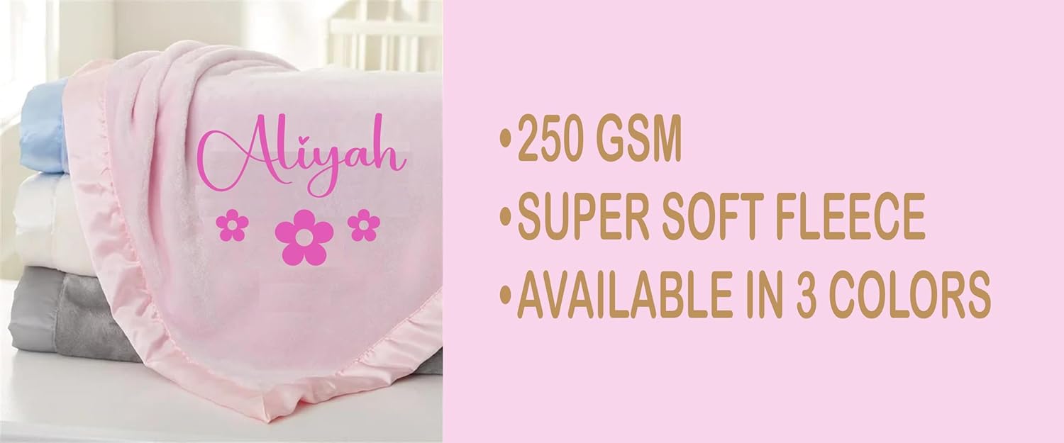 Personalized Pink Baby Blanket with Name - 36x36 Inches