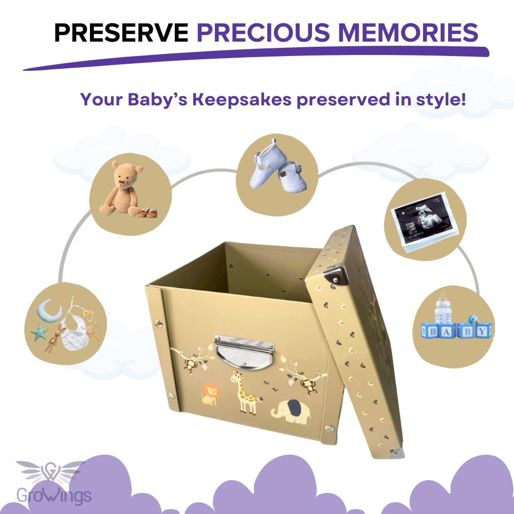 GroWings Baby Keepsake Box - Durable Collapsible Large Memory Storage
