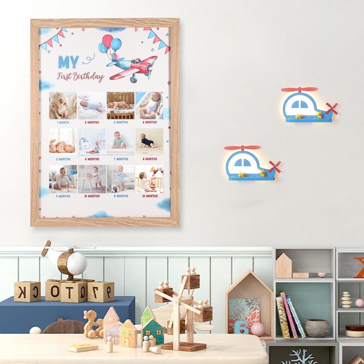 My First Year Airplane Photo Frame - 12 Month Milestone Display