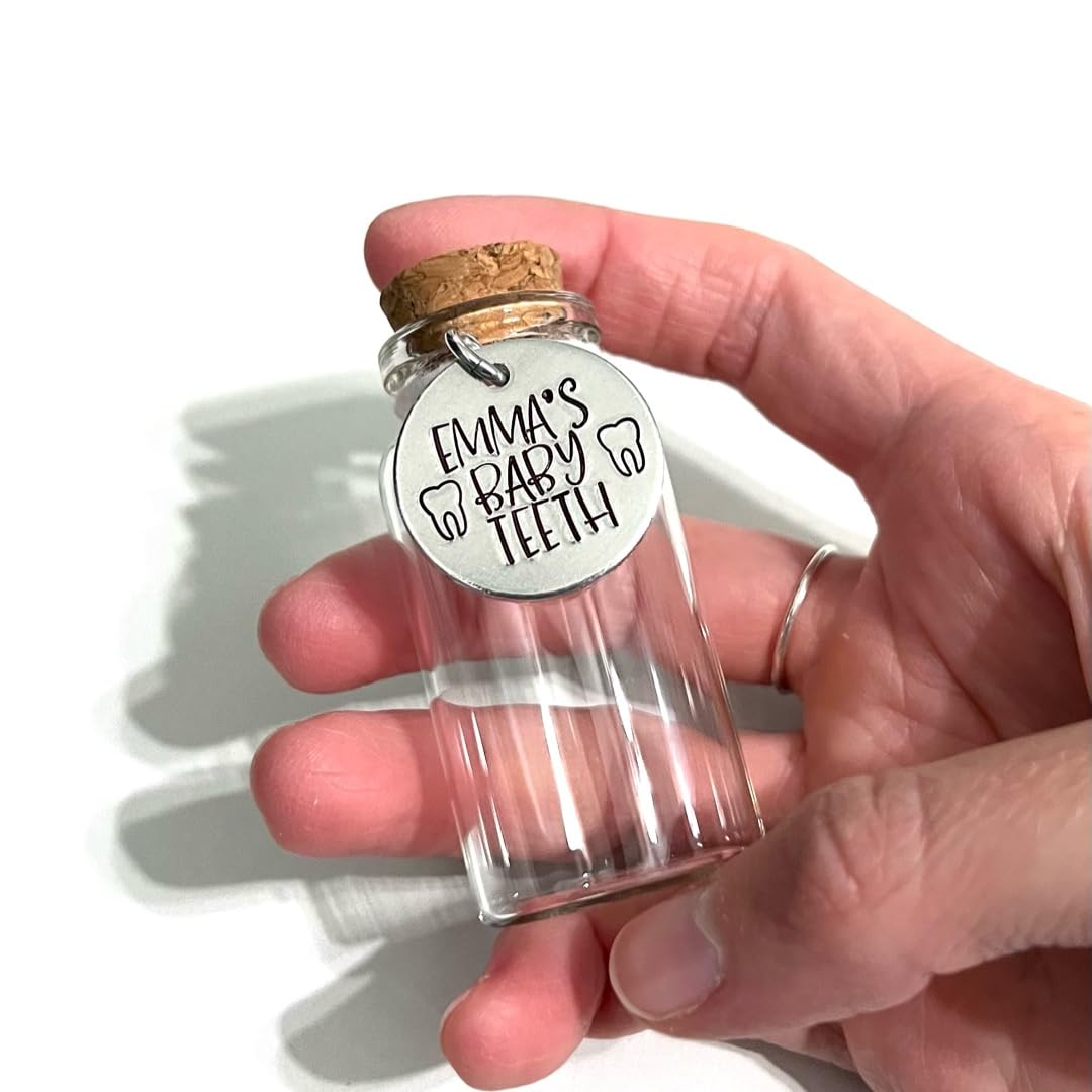 Baby Teeth Keepsake Jar with Personalized Name and Cork
