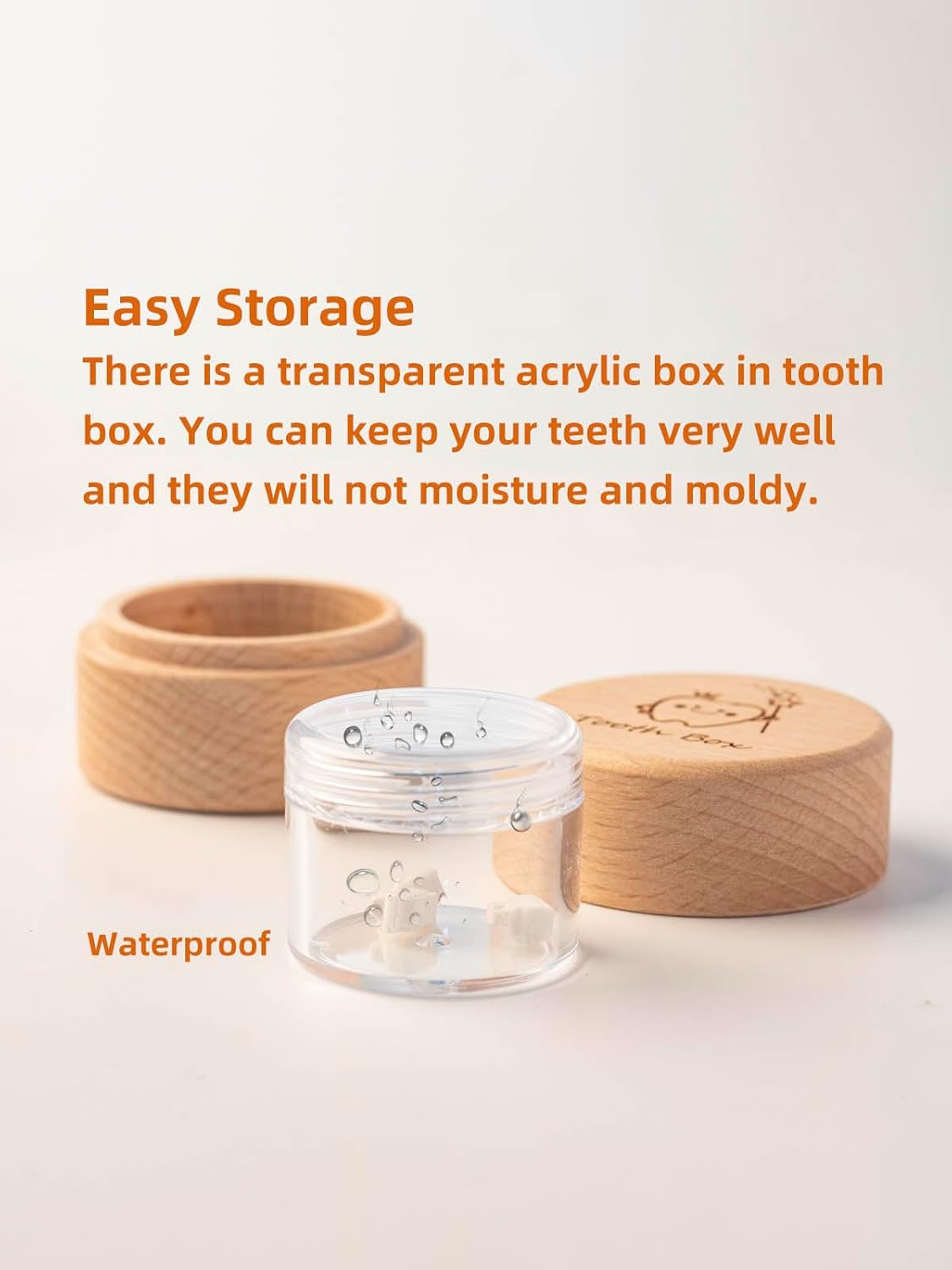2pcs Tooth Fairy Box Wooden Cute Teeth Storage for Kids