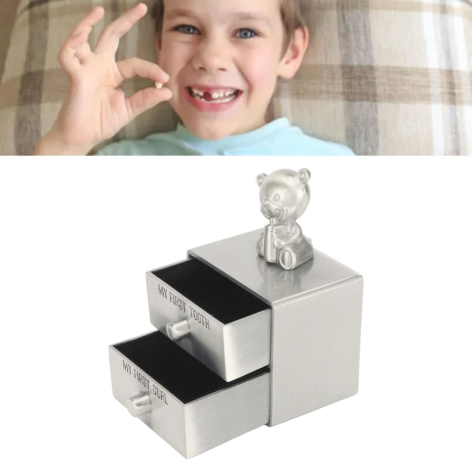 Baby First Tooth Keepsake Box with Bear Design