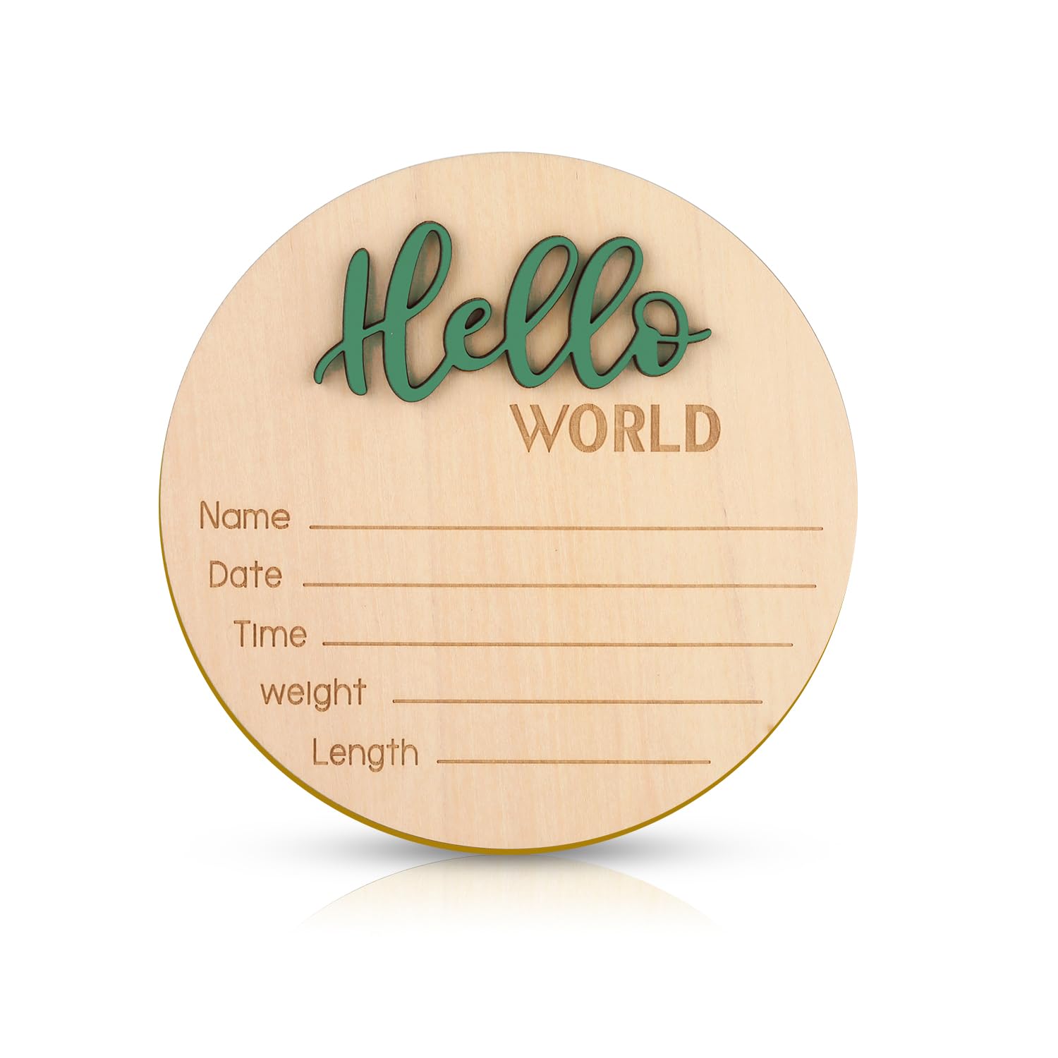 Baby Announcement Sign 59 Inch Wooden Hello World Welcome Plaque Green