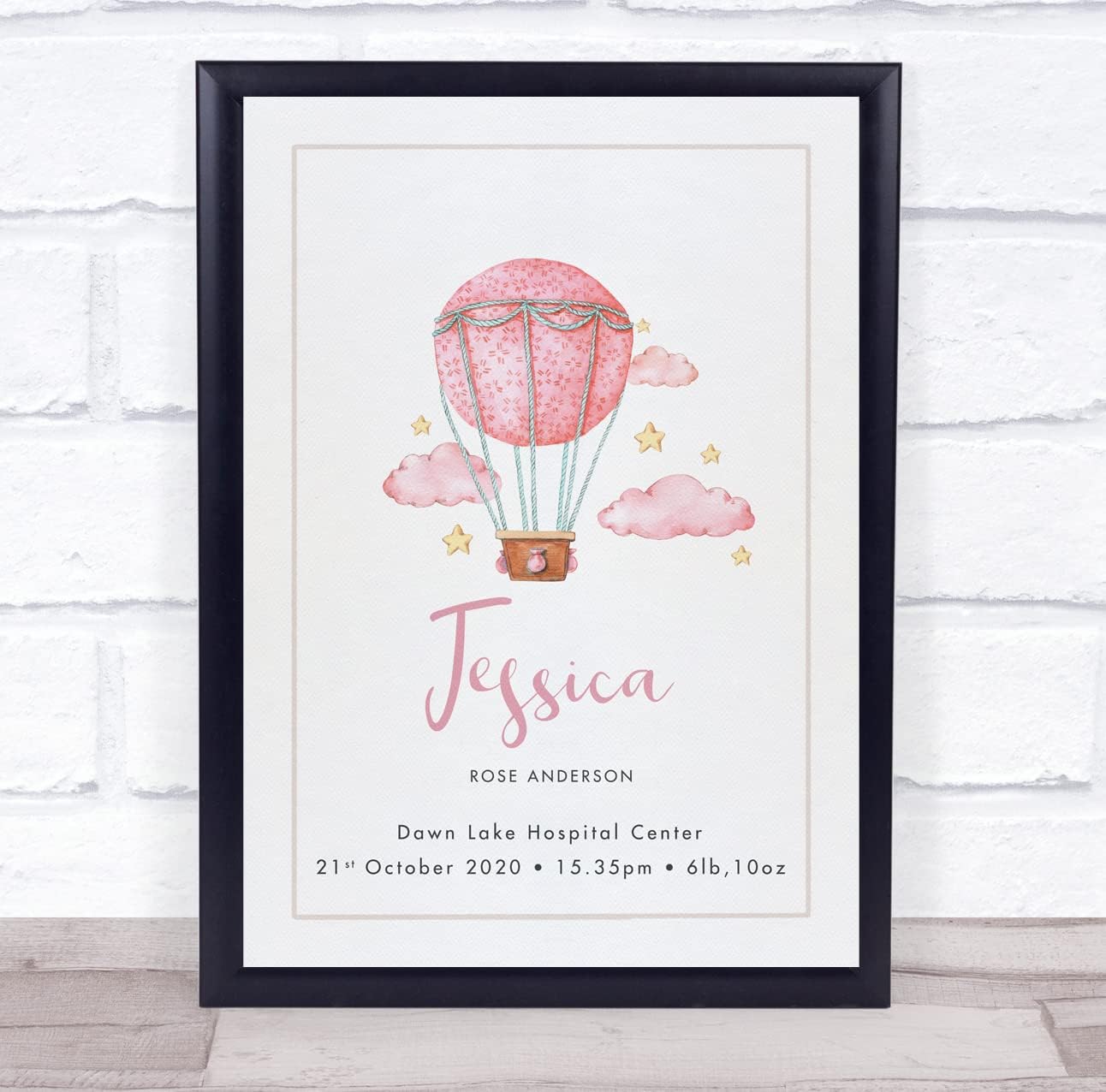 New Baby Birth Details Christening Nursery Pink Air Balloon Keepsake Gift
