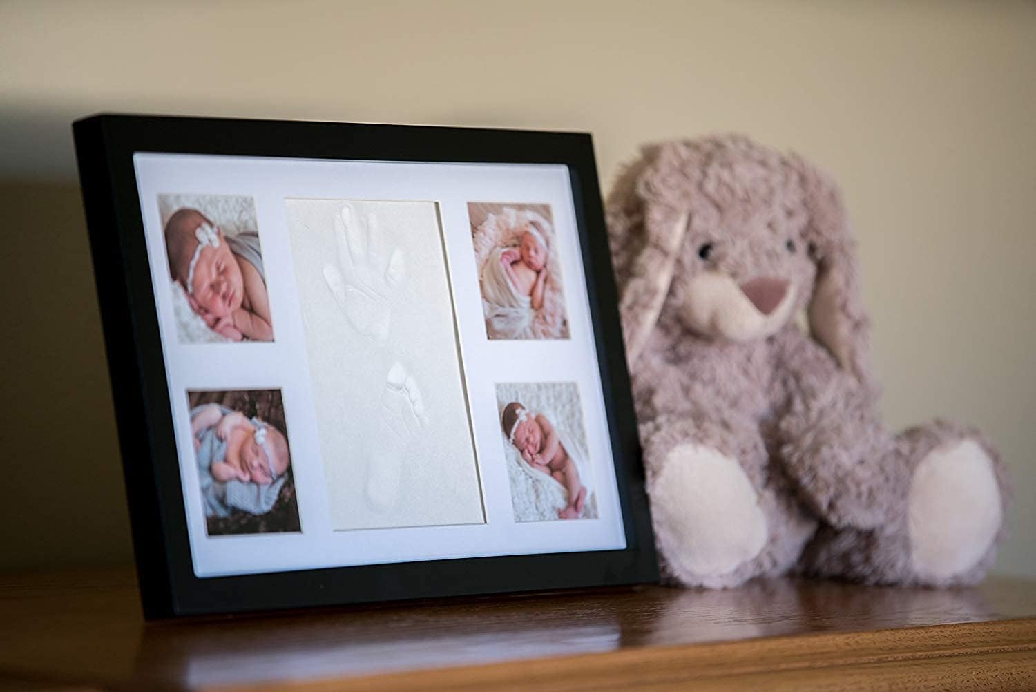 Little Hippo Baby Hand Footprint Kit - Inkless Clay Mold Keepsake Frame Personalized Picture