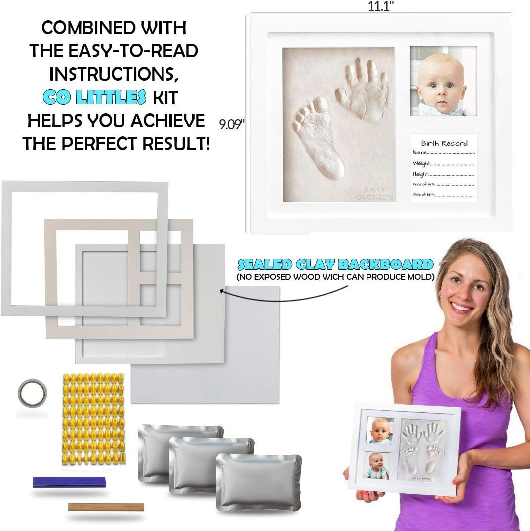 Co Little Baby Footprint and Handprint Frame - Date Name Stamp Kit
