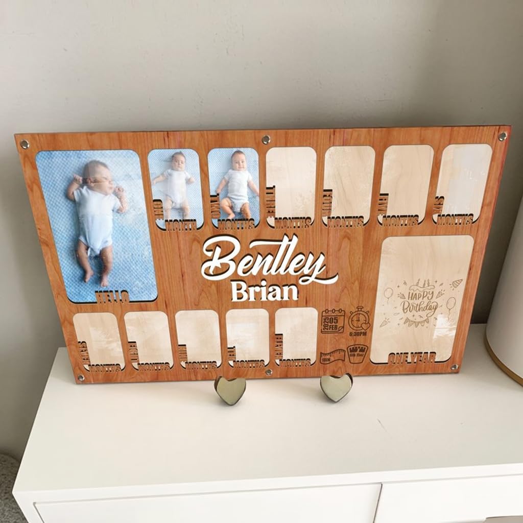 Personalized Baby First Year Photo Frame - 12 Months Keepsake