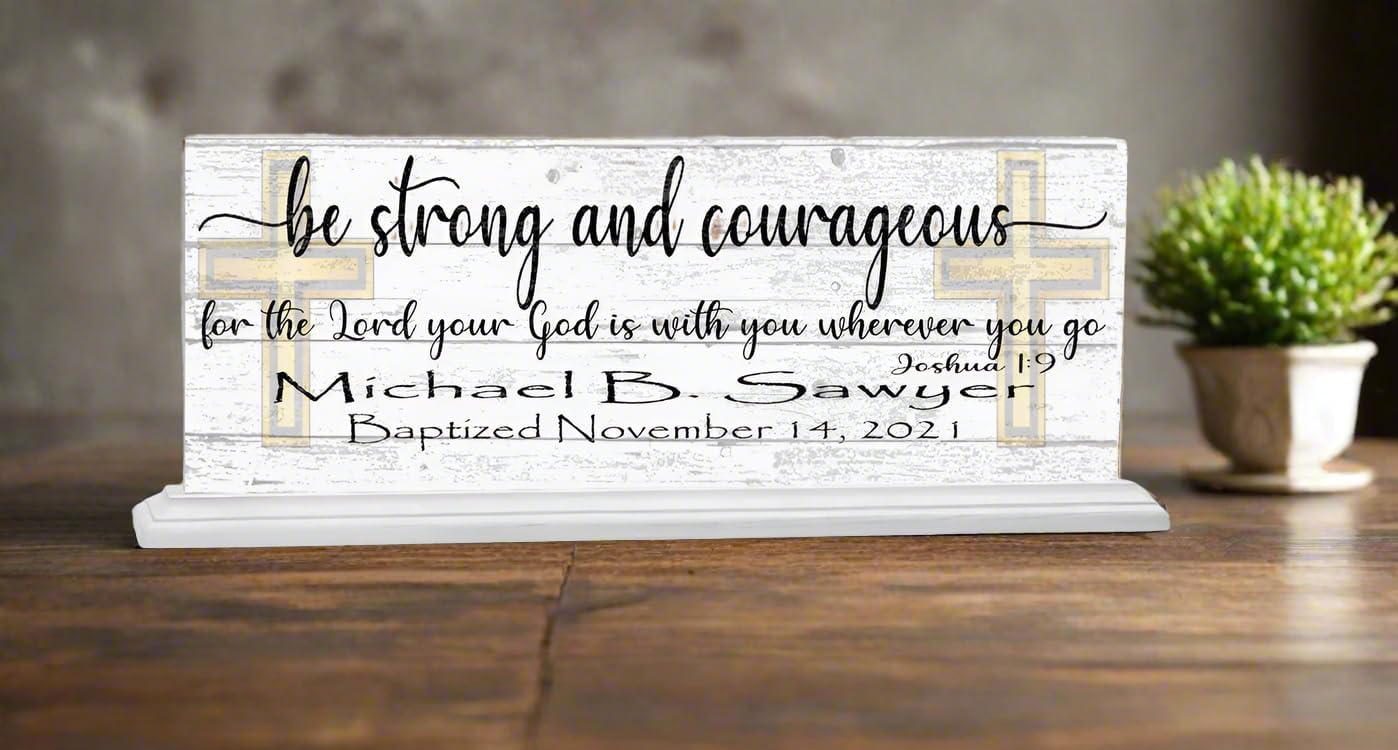 Custom Baptism Plaque With Name and Date - Solid Wood Keepsake