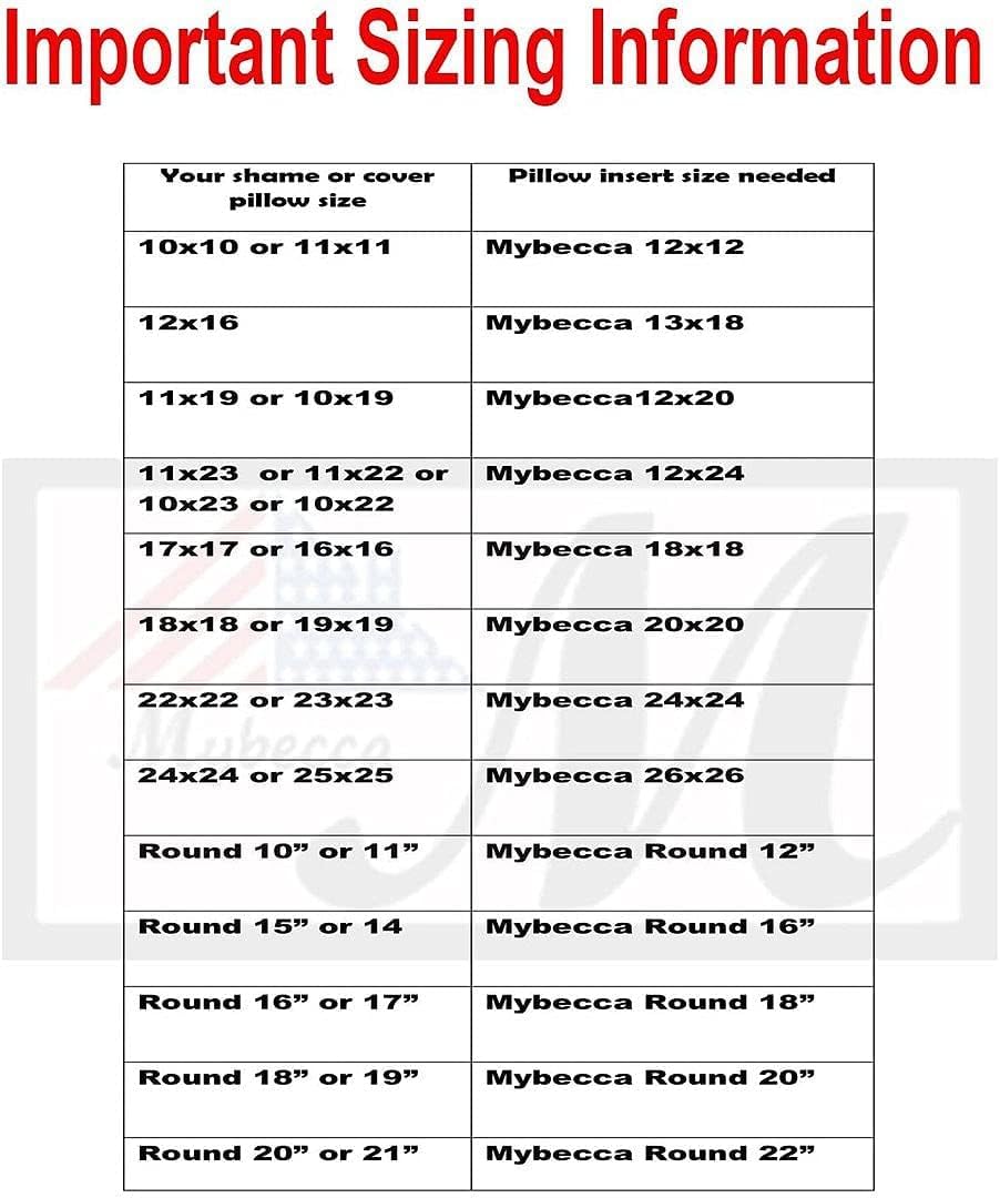 Mybecca 6 x 16 Inches Bolsters Pillow Form Inserts
