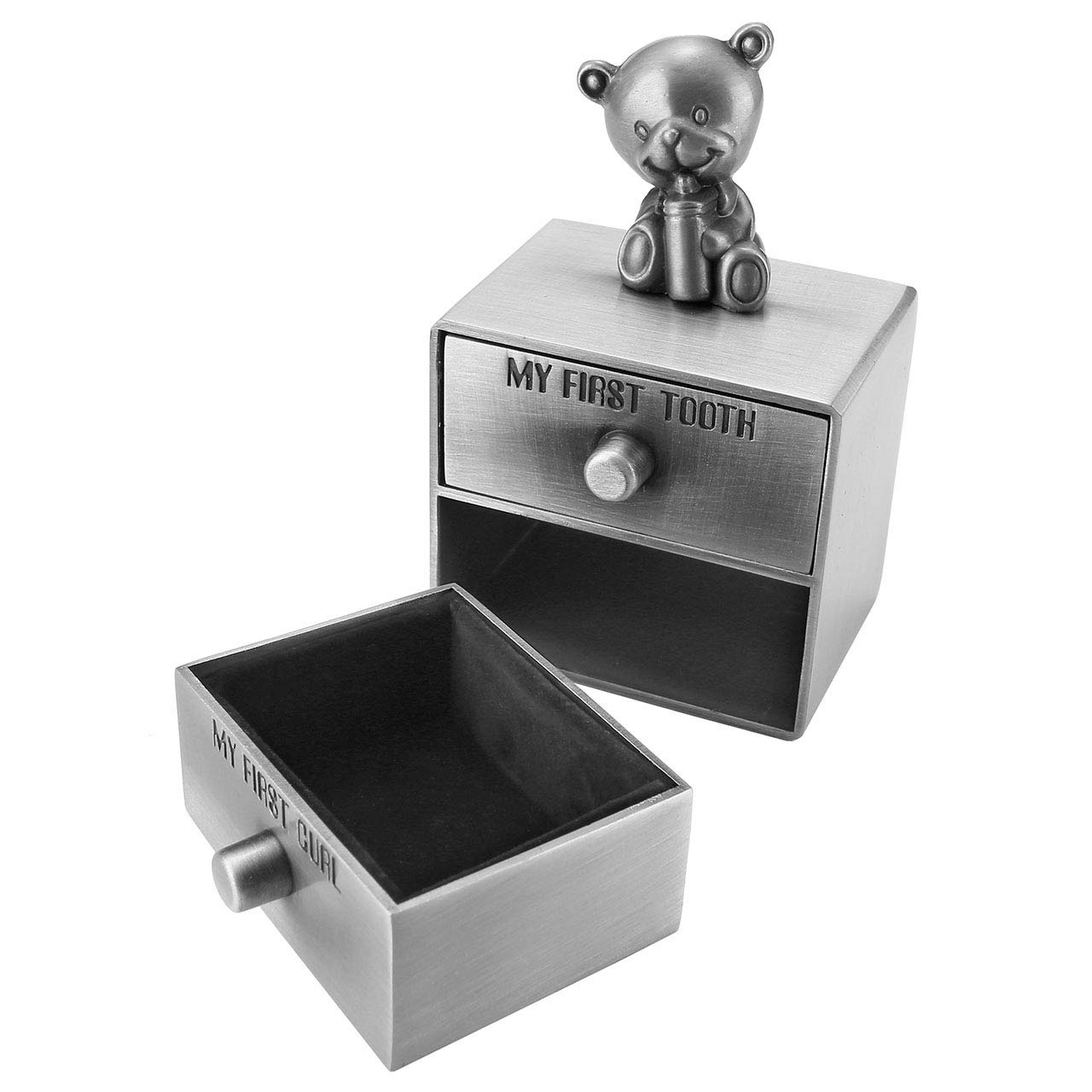 Mogoko Silver Tooth Box Baby First Tooth and Curl Keepsake Box Set