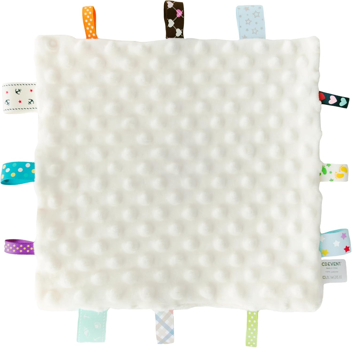 CREVENT Soft Baby Blanket with Taggies 10x10