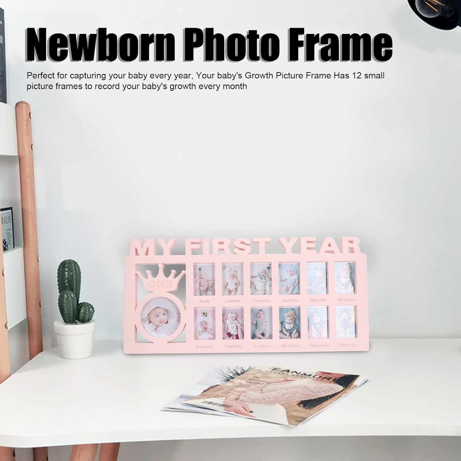 Baby Picture Frame for First Twelve Months Milestones Pink