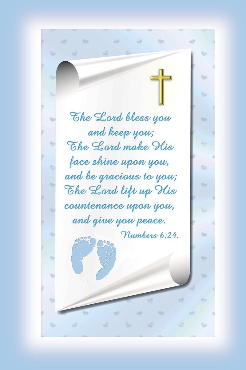 Christening Gift Frame for Baby Boy Blue Theme with Numbers Verse