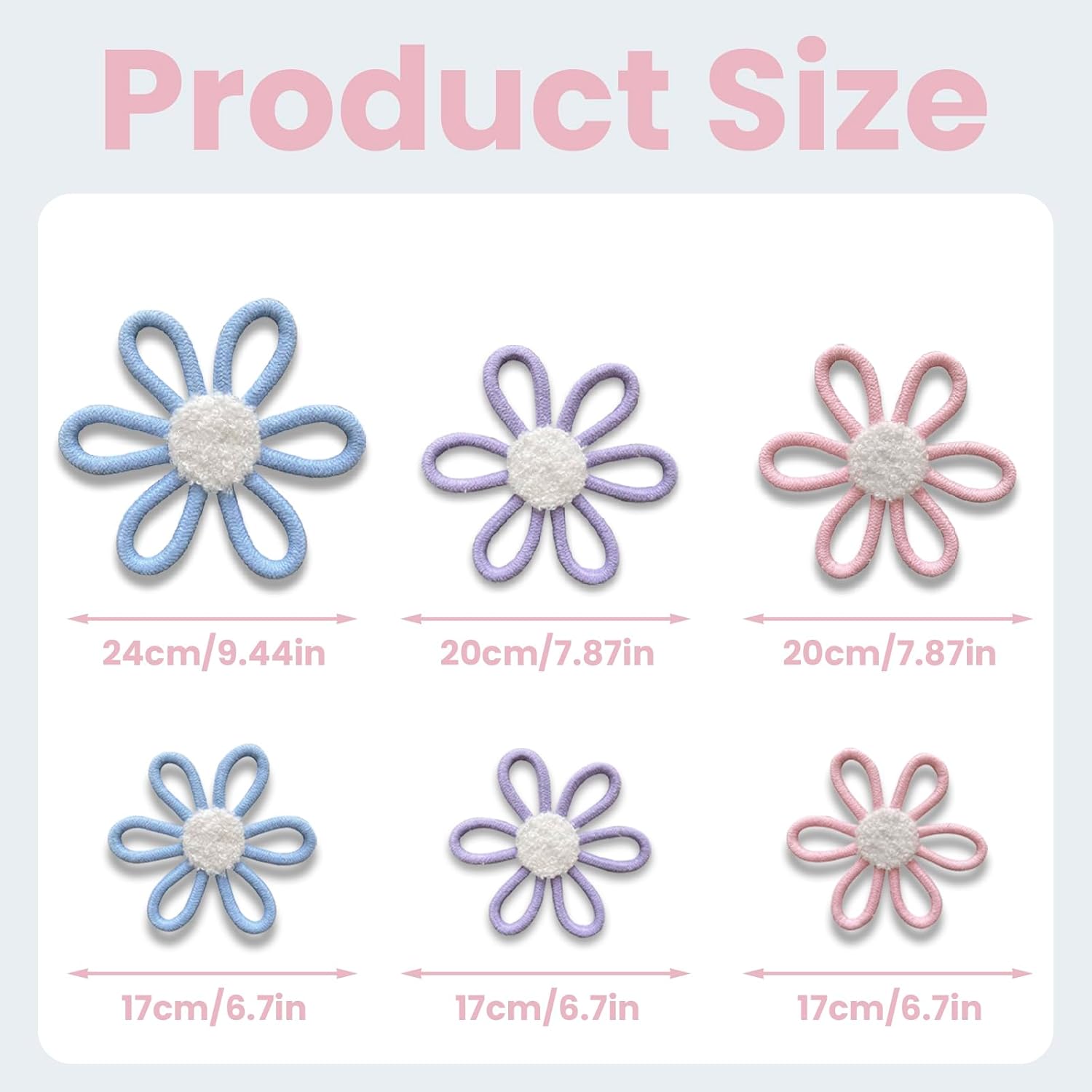 6 Pcs Boho Daisy Wall Decor Set - Pink Blue Purple